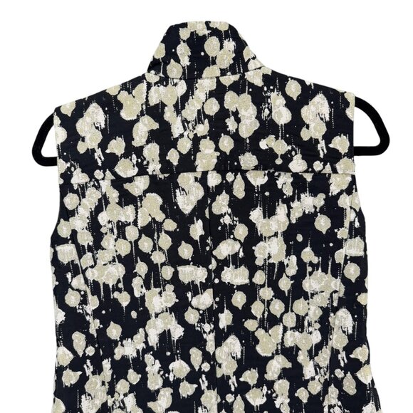 RTW Charleston Tunic Top Womens Black Gold Silks Sleeveless Button Front Size S - Picture 4 of 13